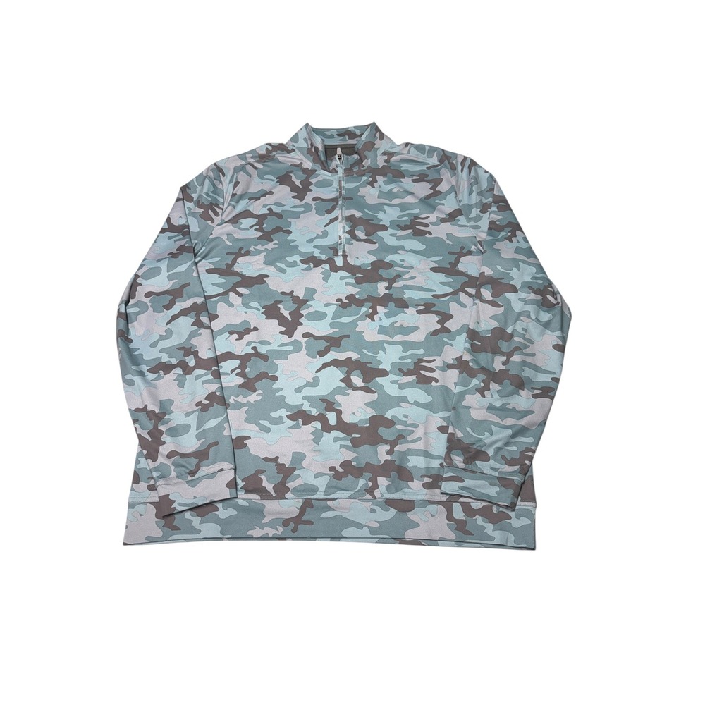 johnnie-O Titan Quarter Zip Pullover Mens Large Blue Camo JMKO2780 Cay